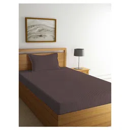 Arrabi Single Bed Cotton Bedsheet and Pillow Cover  Brown-picture-15