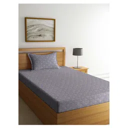 Arrabi Single Bed Cotton Bedsheet and Pillow Cover  Grey-picture-10