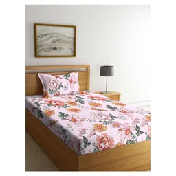 Arrabi Single Bed Cotton Bedsheet & Pillow Cover  Pink-picture-19