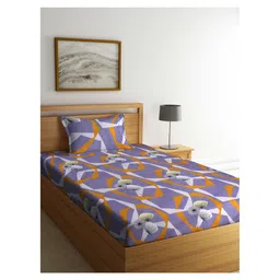 Arrabi Single Bed Cotton Bedsheet and Pillow Cover  Purple-picture-23