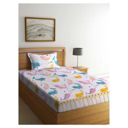 Arrabi Single Bed Cotton Bedsheet And Pillow Cover  White-picture-31