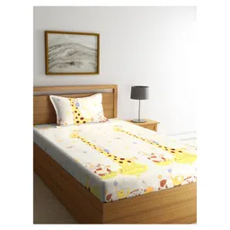 Arrabi Single Bed Cotton Bedsheet and Pillow Cover - Yellow-picture-22