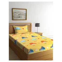 Arrabi Single Bed Cotton Bedsheet And Pillow Cover - Yellow-picture-30