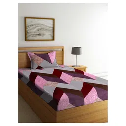 Arrabi Single Bed Cotton Blend Single Bedsheet and Pillow Cover - Multi-picture-37