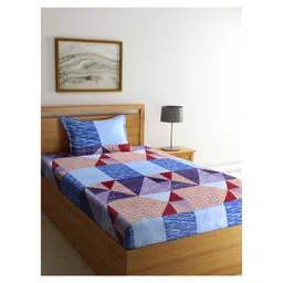 Arrabi Single Bed Cotton Blend Single Bedsheet and Pillow Cover - Multi-picture-38