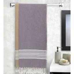 Brown and Grey Solid 210 GSM Cotton Bath Towel (Set of 2) by Arrabi-picture-35