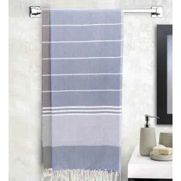 Grey Printed 210 GSM Cotton Bath Towel (Set of 2) by Arrabi-picture-10