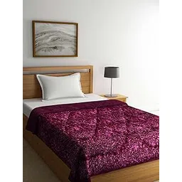 Arrabi Purple Floral Polyester Full Size 1060 GSM Single Bed Quilt | ARSQT-1008-Purple-picture-13