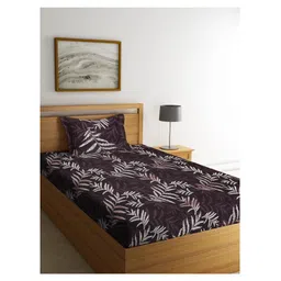 Single Arrabi Bed Cotton Bedsheet and Pillow Cover  Brown-picture-18