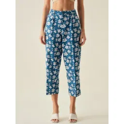 Arras Blue Floral Print Slim Pants-picture-44