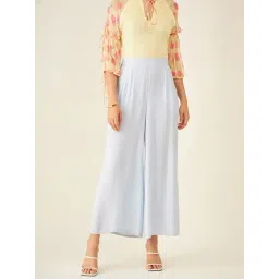 Arras Powder Blue Side Slit Flared Pants-picture-34