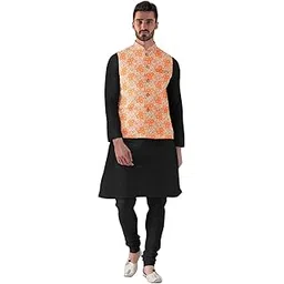 Arropa Estore Men's Jacquard Printed Full Sleeve Waistcoat (Orange, 40)-PID53483-picture-21