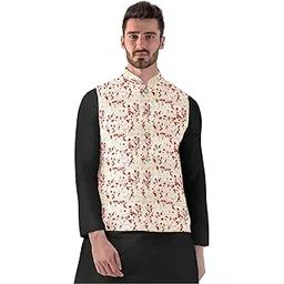 Arropa Estore Men's Jacquard Printed Full Sleeve Waistcoat (Red-Beige, 40)-PID53479-picture-34