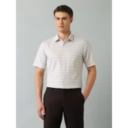 Arrow Beige Cotton Regular Fit Striped Shirt-picture-20