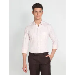 Arrow Beige Cotton Slim Fit Checks Shirt-picture-28