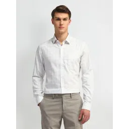 Arrow Beige Cotton Slim Fit Checks Shirt-picture-38