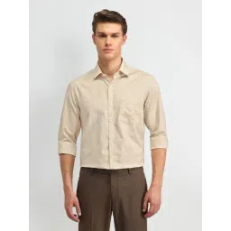 Arrow Beige Cotton Slim Fit Self Pattern Shirt-picture-20