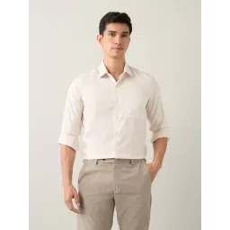 Arrow Beige Cotton Slim Fit Self Pattern Shirt-picture-17