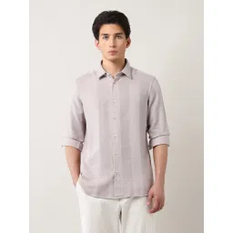 Arrow Beige Cotton Slim Fit Self Pattern Shirt-picture-10