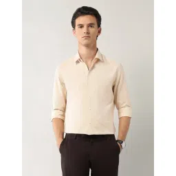 Arrow Beige Cotton Slim Fit Self Pattern Shirt-picture-18