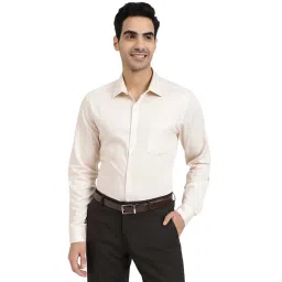 Arrow Beige Cotton Slim Fit Self Pattern Shirt image 1