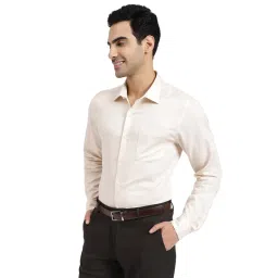 Arrow Beige Cotton Slim Fit Self Pattern Shirt image 3