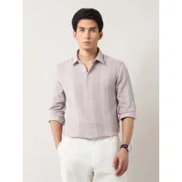 Arrow Beige Cotton Slim Fit Self Pattern Shirt image 4