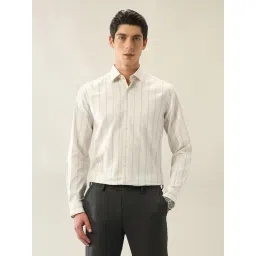Arrow Beige Cotton Slim fit Stripes Formal Shirt-picture-21