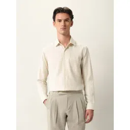 Arrow Beige Cotton Slim Fit Texture Shirt-picture-11
