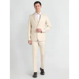 Arrow Beige Regular Fit Texture Three Piece Suit-picture-20