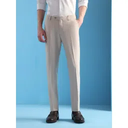 Arrow Beige Slim Fit Trousers-picture-31