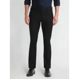 Arrow Black Cotton Regular Fit Trousers-picture-13
