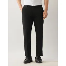 Arrow Black Polyester Slim Fit Self Formal Trousers-picture-33