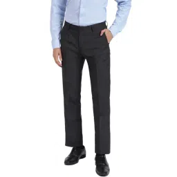 Arrow Black Regular Fit Self Pattern Trousers-picture-29