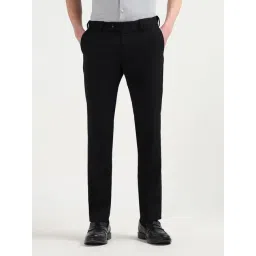 Arrow Black Regular Fit Self Pattern Trousers-picture-40