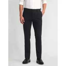 Arrow Black Relaxed fit Self Trousers-picture-35