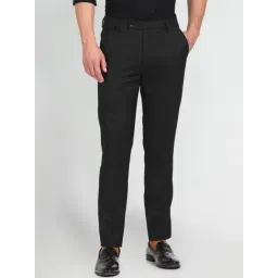 Arrow Black Slim Fit Checks Trousers-picture-23