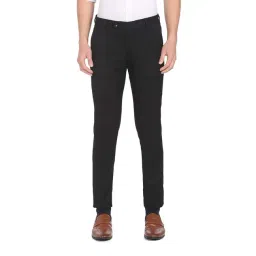 Arrow Black Slim Fit Flat Front Trousers-picture-24
