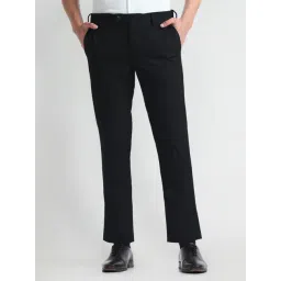 Arrow Black Slim Fit Self Pattern Trousers-picture-13