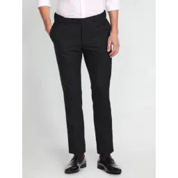Arrow Black Slim Fit Self Pattern Trousers-picture-47