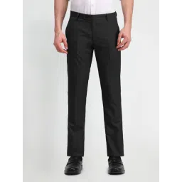 Arrow Black Slim Fit Self Pattern Trousers-picture-20