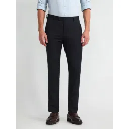 Arrow Black Slim fit Solid Trousers-picture-29
