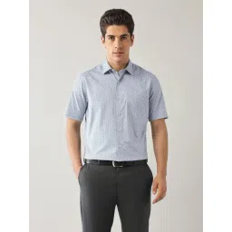 Arrow Blue Cotton Regular Fit Geometric Formal Shirt-picture-12