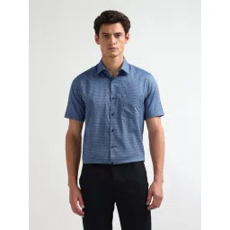 Arrow Blue Cotton Regular Fit Printed Shirt-picture-12