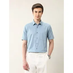 Arrow Blue Cotton Regular Fit Printed Shirt-picture-26