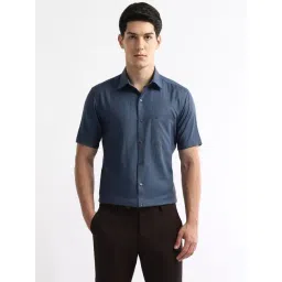 Arrow Blue Cotton Regular Fit Self Pattern Shirt-picture-43