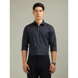 Arrow Blue Cotton Regular Fit Self Pattern Shirt-picture-22