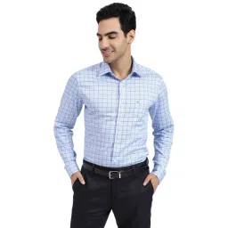 Arrow Blue Cotton Slim Fit Checks Shirt-picture-36