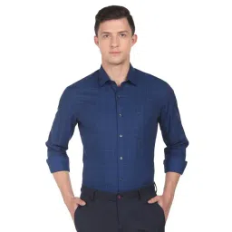 Arrow Blue Cotton Slim Fit Checks Shirt-picture-44