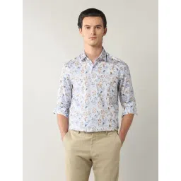 Arrow Blue Cotton Slim Fit Printed Shirt-picture-22